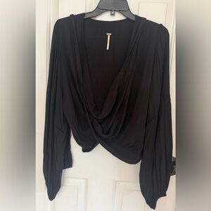 FREE PEOPLE Elegant Black Drape Women's Top